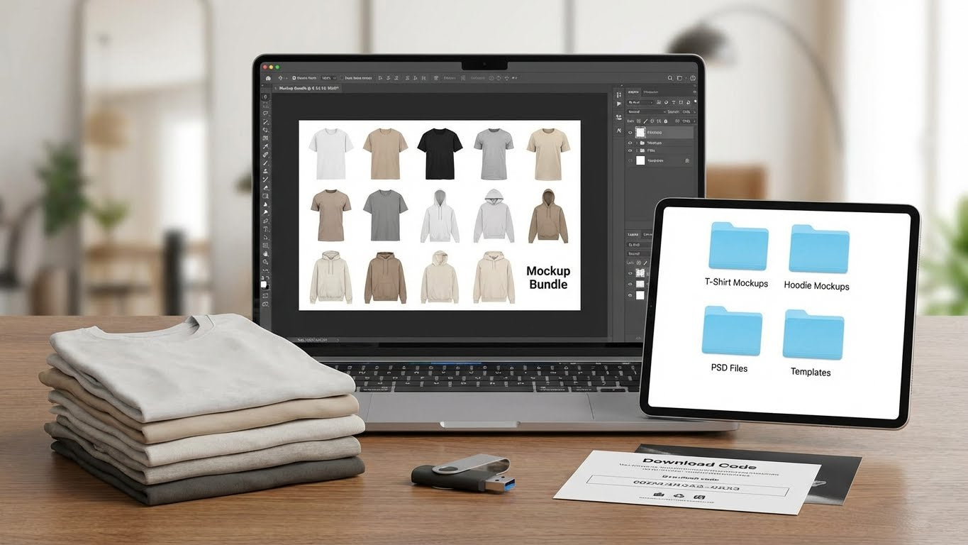 Premium Apparel Mockup Bundle – T-Shirts & Hoodies (PSD Files)