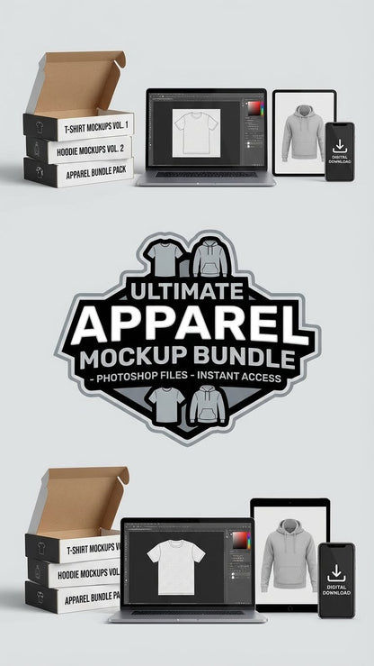 Premium Apparel Mockup Bundle – T-Shirts & Hoodies (PSD Files)