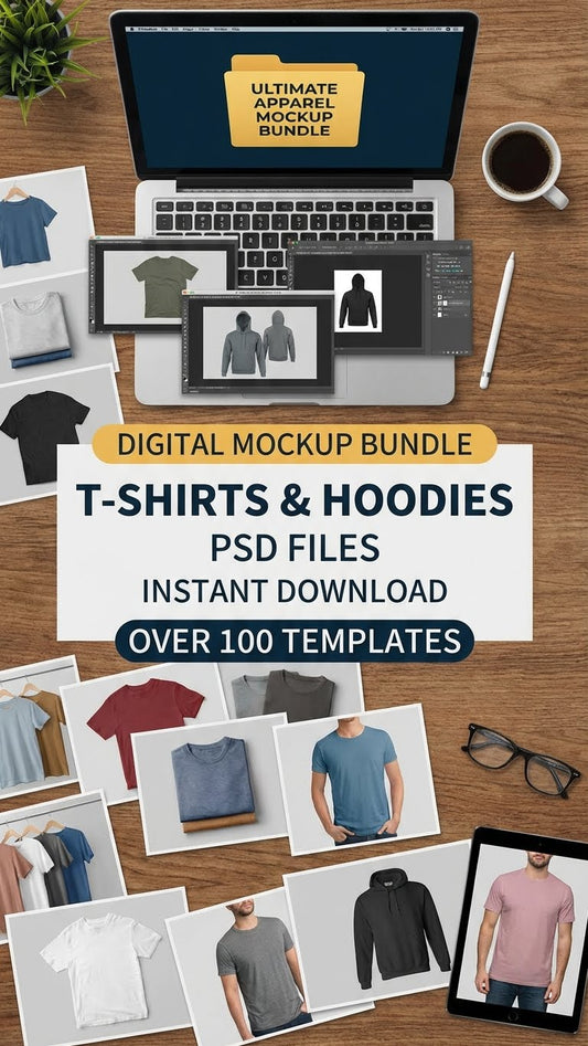 Premium Apparel Mockup Bundle – T-Shirts & Hoodies (PSD Files)
